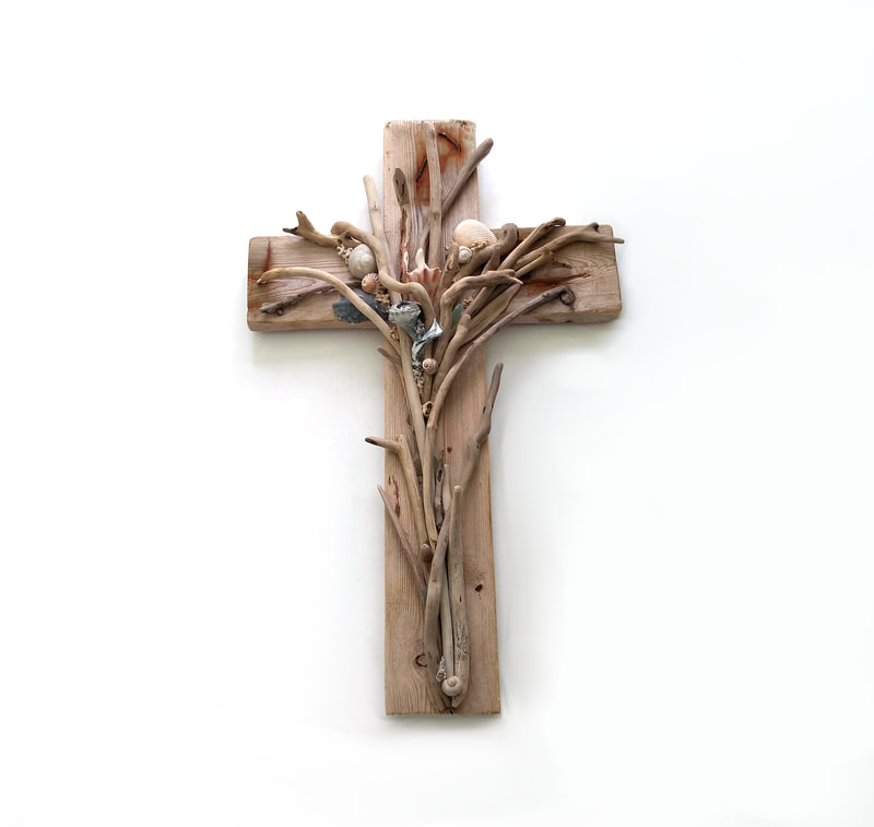 Driftwood cross created by DriftwoodFish